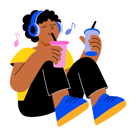 Niña escuchando musica  Illustration