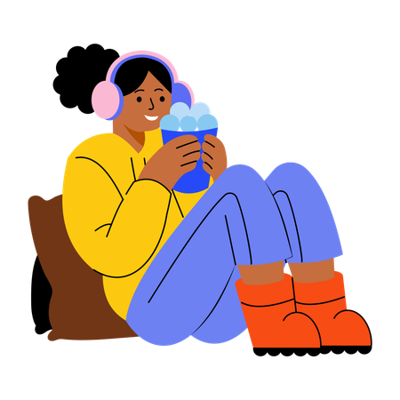 Niña escuchando musica  Illustration