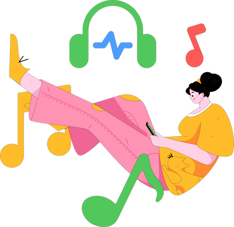 Chica escuchando una canción  Ilustración