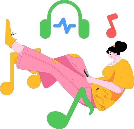 Chica escuchando una canción  Ilustración