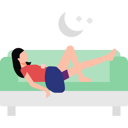 La chica está durmiendo en el sofá.  Illustration