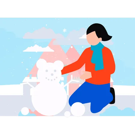 La niña está jugando con la nieve.  Ilustración