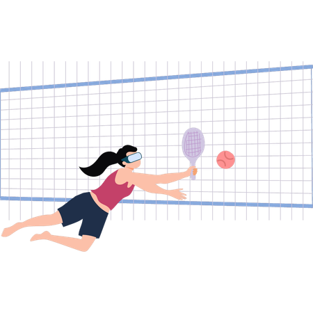 La chica está jugando tenis.  Ilustración