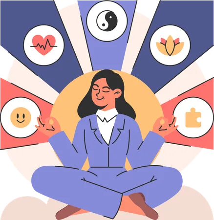 La muchacha está meditando para luchar contra el desorden mental  Ilustración