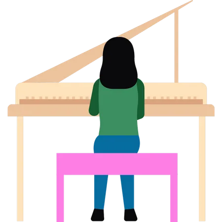 La chica está tocando el piano.  Ilustración