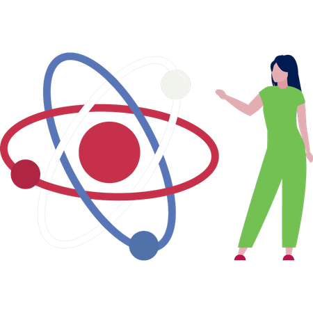 Niña explica la estructura nuclear  Ilustración