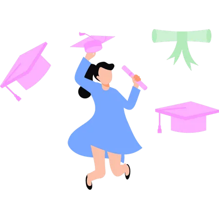 Chica feliz después de la graduación  Ilustración