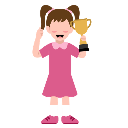 Niña feliz sosteniendo el trofeo  Illustration