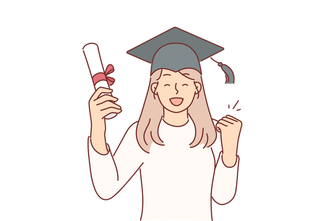 Chica graduada Tener certificado  Ilustración