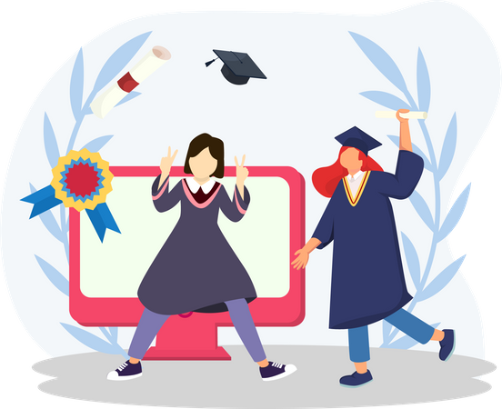 Chica obteniendo graduación  Ilustración