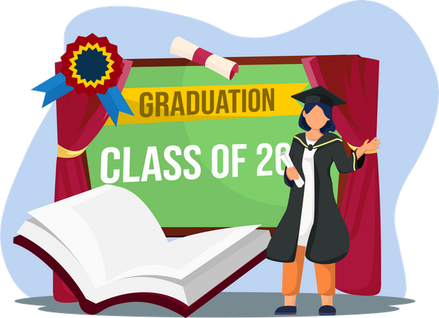 Chica graduándose  Ilustración