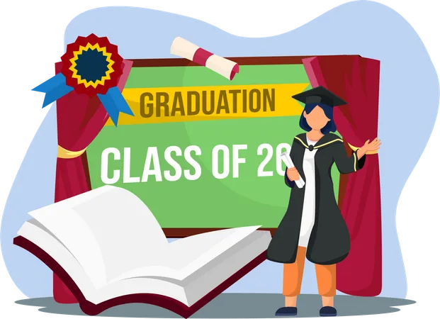 Chica graduándose  Ilustración