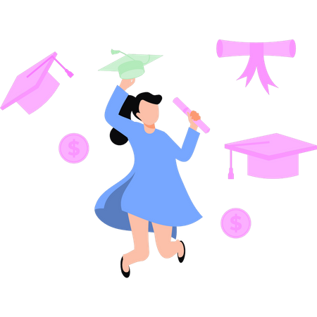 La niña ha completado su graduación.  Ilustración