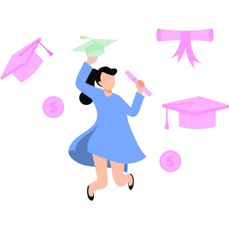 La niña ha completado su graduación.  Ilustración