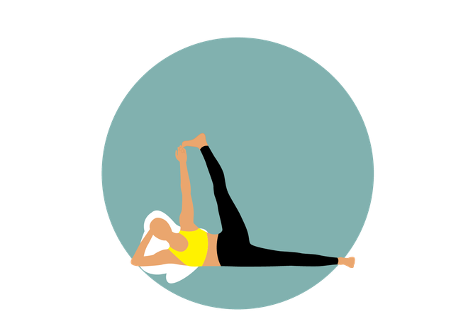 Chica haciendo Anantasana  Ilustración