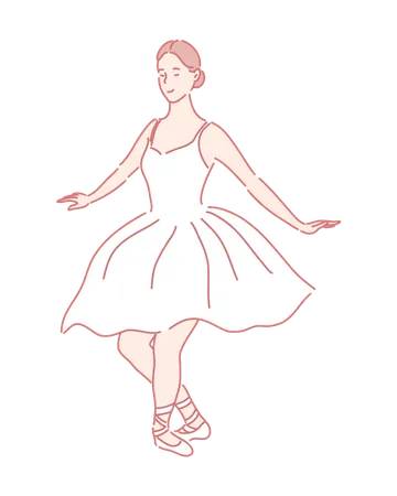 Chica haciendo danza ballet  Ilustración