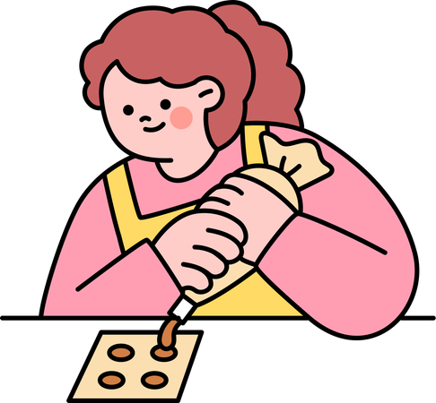 Niña haciendo bolas de chocolate  Ilustración