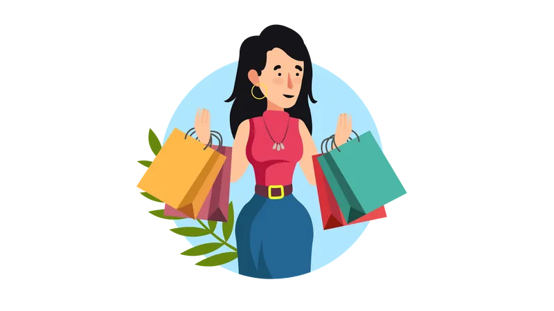 Chica haciendo compras en línea con derecho al consumidor  Ilustración