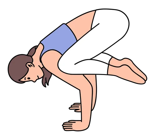 Chica haciendo postura de yoga cuervo  Ilustración