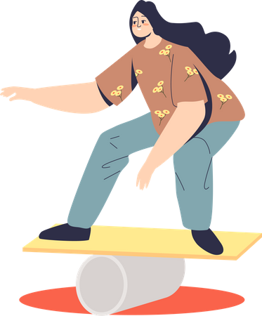 Chica haciendo ejercicio de equilibrio  Ilustración