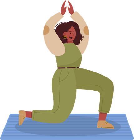 Chica joven haciendo ejercicio de yoga  Ilustración