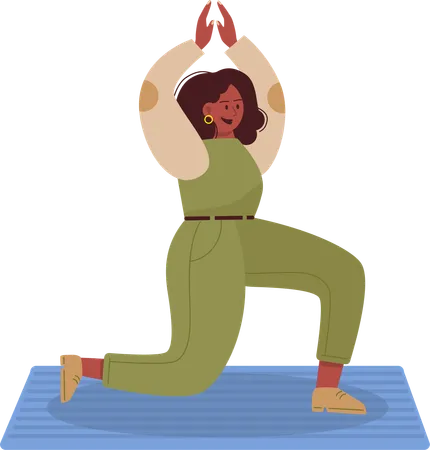 Chica joven haciendo ejercicio de yoga  Ilustración