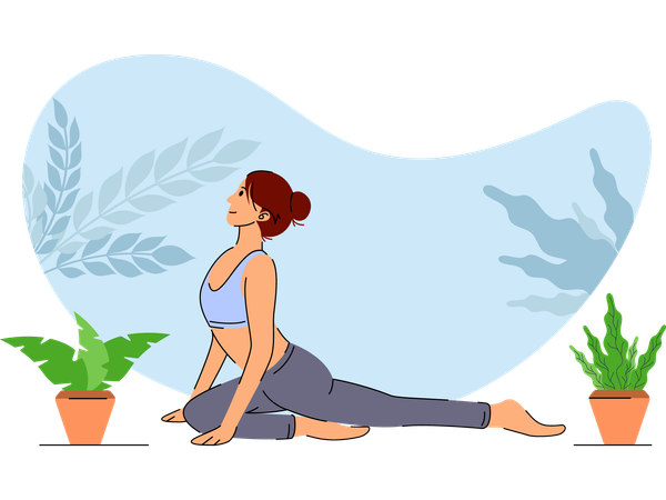 Niña haciendo ejercicios de yoga  Ilustración