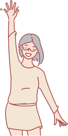 Chica haciendo la mano arriba  Ilustración