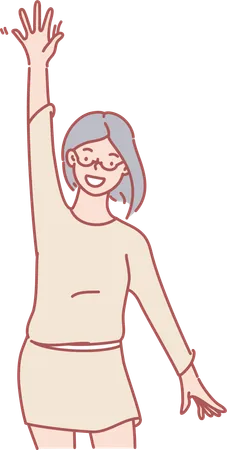 Chica haciendo la mano arriba  Ilustración