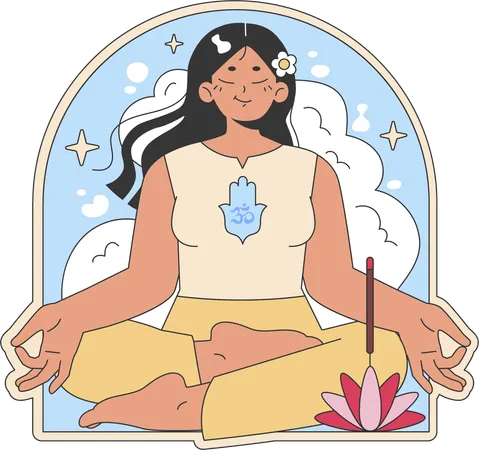 Chica haciendo meditación  Illustration