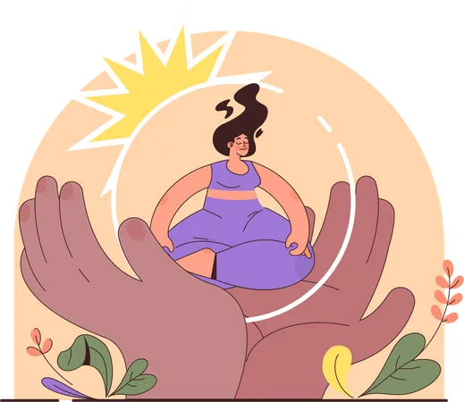 Chica haciendo meditación  Ilustración