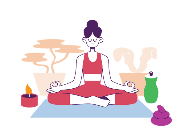 Chica haciendo meditación  Ilustración