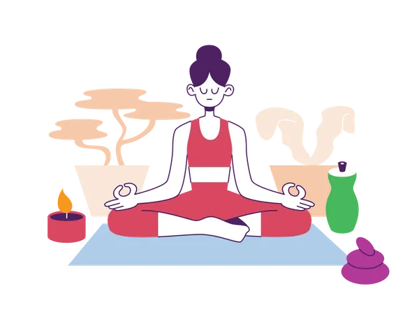 Chica haciendo meditación  Ilustración