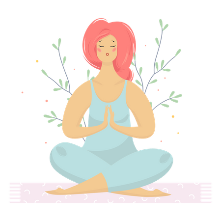 Chica haciendo meditación  Ilustración