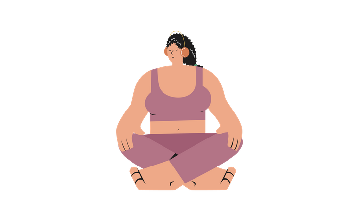 Chica haciendo meditación  Ilustración