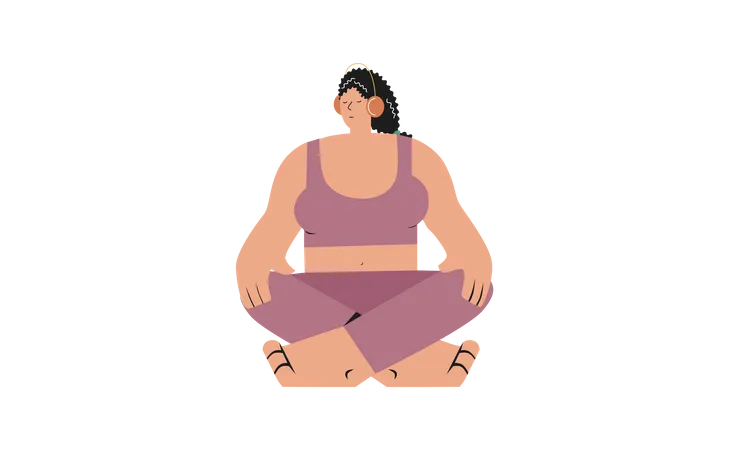 Chica haciendo meditación  Ilustración