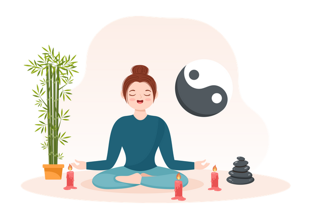 Chica haciendo meditación  Ilustración