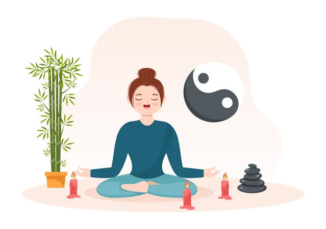 Chica haciendo meditación  Ilustración