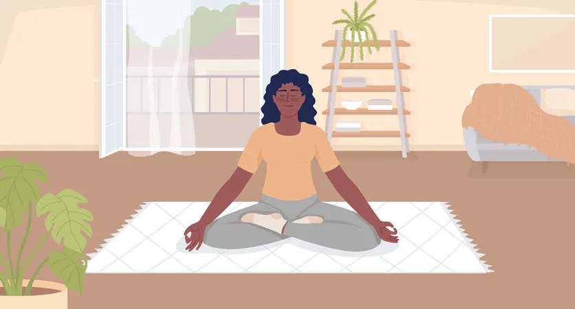 Chica haciendo meditación  Ilustración