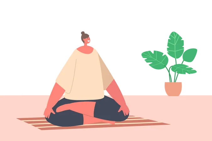 Chica haciendo meditación matutina  Ilustración