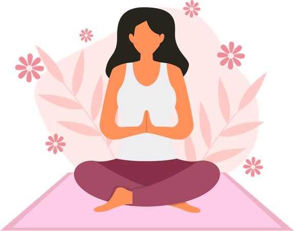 Chica haciendo meditación mental  Ilustración