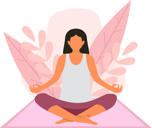 Chica haciendo meditación pacífica  Ilustración