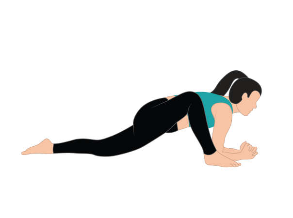 Chica haciendo yoga pose de lagarto  Ilustración