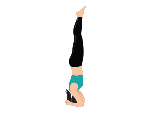 Chica haciendo Salamba Sirsasana  Ilustración