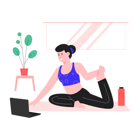 Chica joven haciendo yoga  Ilustración