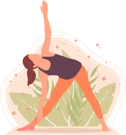 Chica joven haciendo yoga  Ilustración