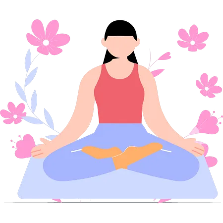 Chica haciendo yoga por la paz  Ilustración