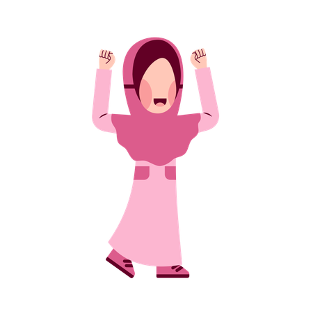 Niña feliz hijab  Ilustración