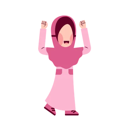 Niña feliz hijab  Ilustración