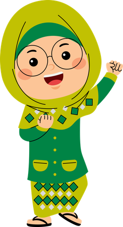 Niña feliz hijab  Ilustración